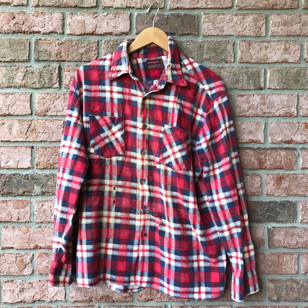 Red Kingsport button down long sleeve flannel (L)